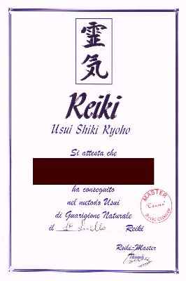 Diploma di Primo Livello Reiki