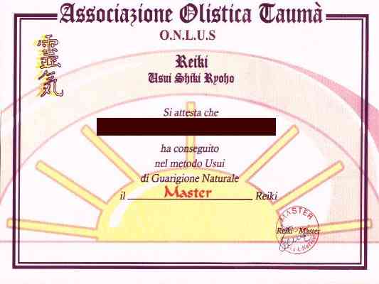 Diploma di Master Reiki