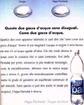 Acqua "da bere" Parmalat.