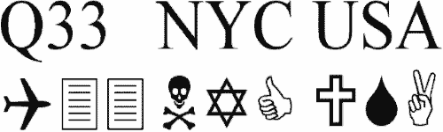 'Q33 NYC USA' col carattere Wingdings